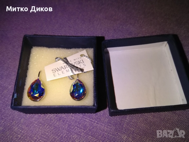 обеци с кристал ОРИГИНАЛЕН на марката Swarovski нови, снимка 2 - Обеци - 51723380