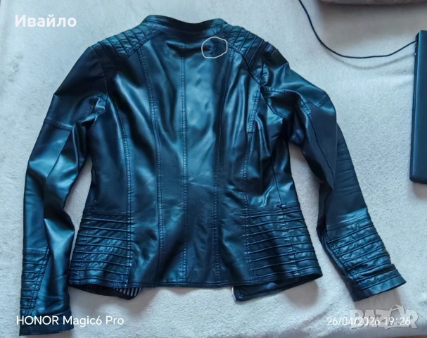 Кожено яке - черно,пролет- есен, дамско, снимка 2 - Якета - 54321981