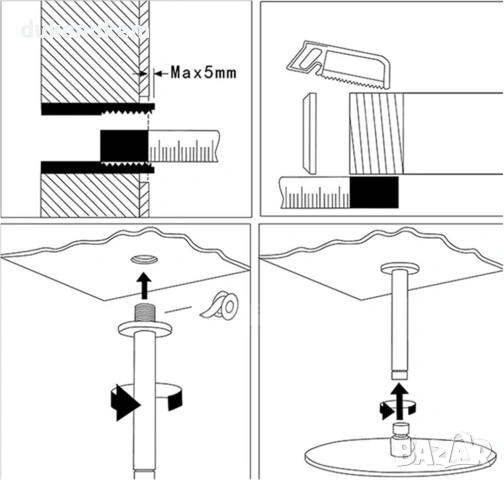 Таванно рамо за душ 30 см – кръгло, Brushed покритие, снимка 3 - Други стоки за дома - 53121366