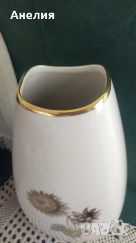 Ваза с цвят шампанско и слънчогледи-масивна, снимка 4 - Вази - 50571162