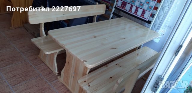 Градински комплект / маса+2 броя пейки с дължина 150 см./, снимка 3 - Градински мебели, декорация  - 25642005