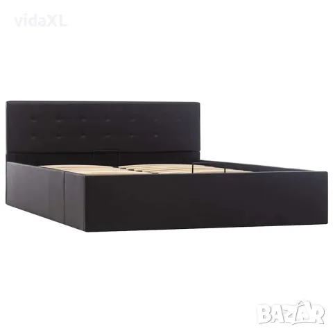 vidaXL Легло с повдигащ механизъм, черно, изкуствена кожа, 140x200 cм, снимка 3 - Спални и легла - 56146487