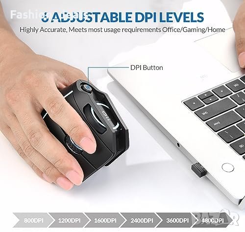Нова Ергономична безжична мишка с USB приемник за компютър лаптоп работа игри, снимка 5 - Клавиатури и мишки - 42468810