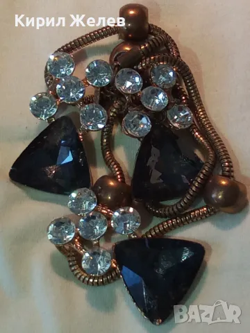 ШАРМАНТНА ВИНТИДЖ АРТ ОГЪРЛИЦА КОЛИЕ с ФАСЕТИРАНИ БЛЕСТЯЩИ КРИСТАЛИ 47087, снимка 8 - Колиета, медальони, синджири - 46801218