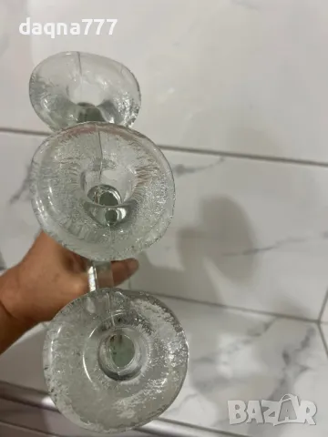 49.99 лв Голямо старо лято стъкло Leucter Scandinavia с 3 рамена  3-раменен свещник Лято стъкло , снимка 17 - Други ценни предмети - 49605999