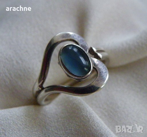 Сребърен пръстен с аквамарин, снимка 3 - Пръстени - 30864432