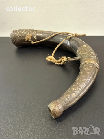 Голяма автентична барутница от рог. №8141, снимка 8 - Антикварни и старинни предмети - 54331255