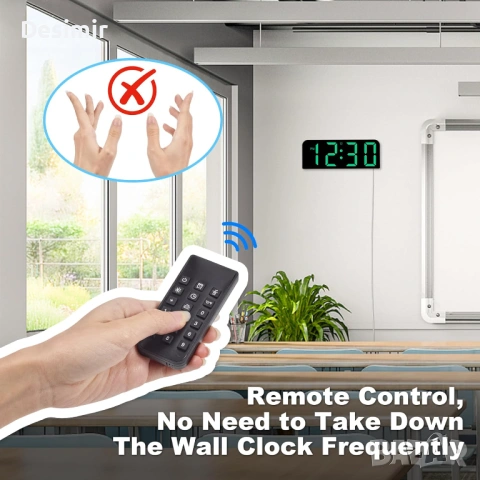 Дигитален стенен часовник Sukeen с дистанционно и аларма, снимка 6 - Други - 53039502