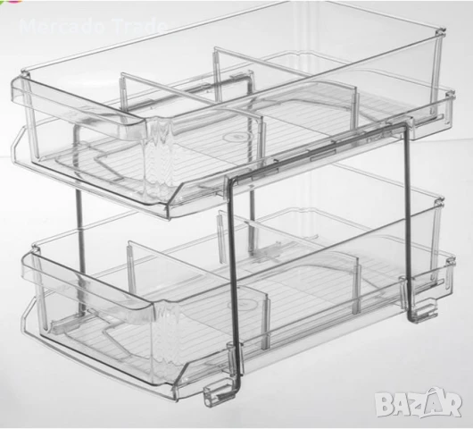 Органайзер 2 нива Mercado Trade, За кухня, баня, Прозрачен, снимка 2 - Органайзери - 51351188