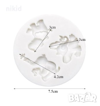 3 малки Слончета Слонче слон силиконов молд форма декорация торта фондан, снимка 2 - Форми - 44438754