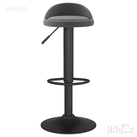 vidaXL Бар табуретки, 2 бр, тъмносиви, кадифе, снимка 4 - Столове - 56147033