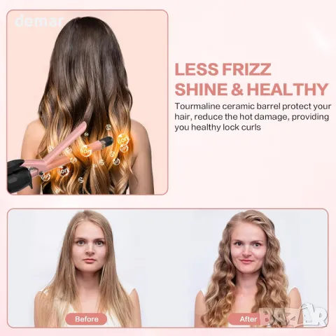 Керамична маша за коса с ръкавица DAN Technology, регулируема температура (розово злато, 16 mm), снимка 5 - Маши за коса - 47338580