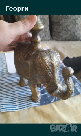 Голям бронзов слон, снимка 10 - Антикварни и старинни предмети - 50109756