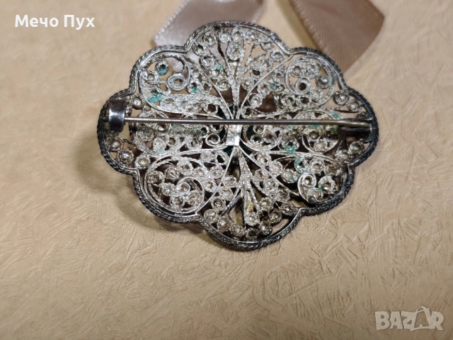 Стара сребърна брошка филигран (12), снимка 3 - Други - 52251024