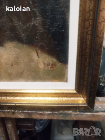 Garay 1902 г. Масло на платно, няма скъсано, частично е реставрирана. Размери с дървената рамка от с, снимка 5 - Картини - 51285907