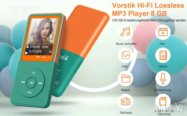 MP3 плейър Vorstik, снимка 7 - MP3 и MP4 плеъри - 49265184