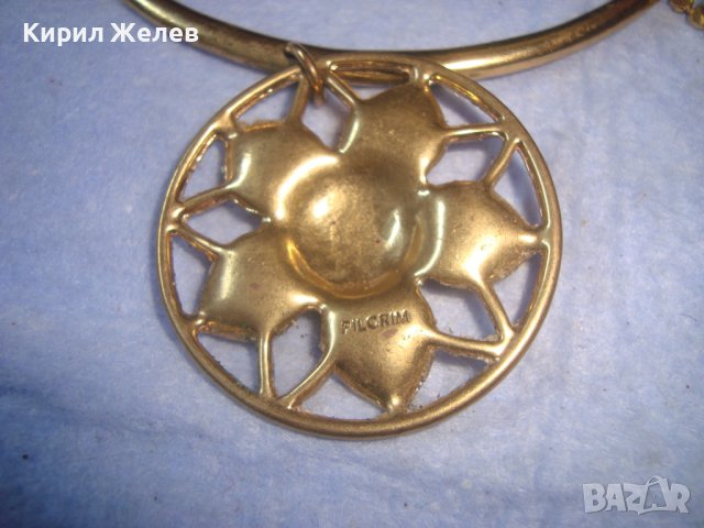 РАЗКОШНА ПОЗЛАТЕНА ДИЗАЙНЕРСКА БУТИКОВА МАРКОВА СКЪПОЦЕННА ОГЪРЛИЦА АРТ ДЕКО СТИЛ КОЛИЕ 27966, снимка 3 - Колиета, медальони, синджири - 37065305