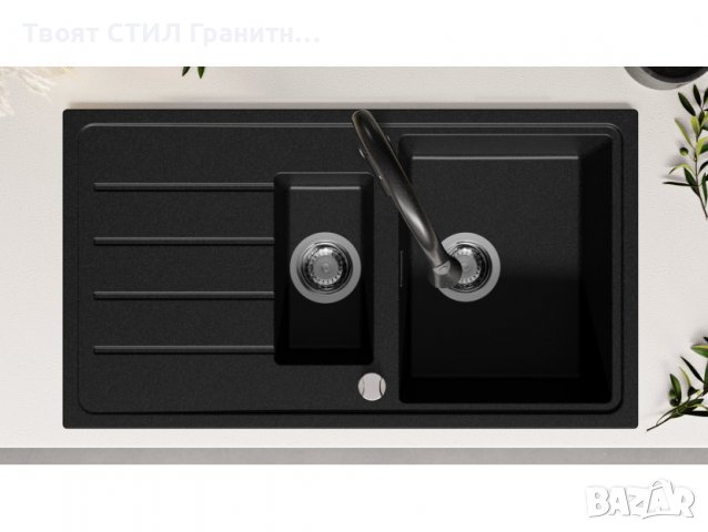 Кухненска Мивка от Гранит модел Копенхаген 900 x 500 Supreme Duo - графит, снимка 6 - Други - 37044341