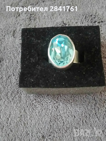 Сребърен пръстен със син камък, снимка 4 - Пръстени - 44014070