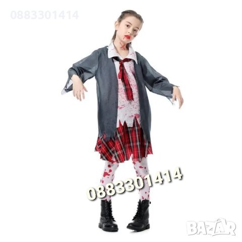 Детски карнавален костюм Ученичка зомби Хелоуин Helloween , снимка 1 - Други - 42574038