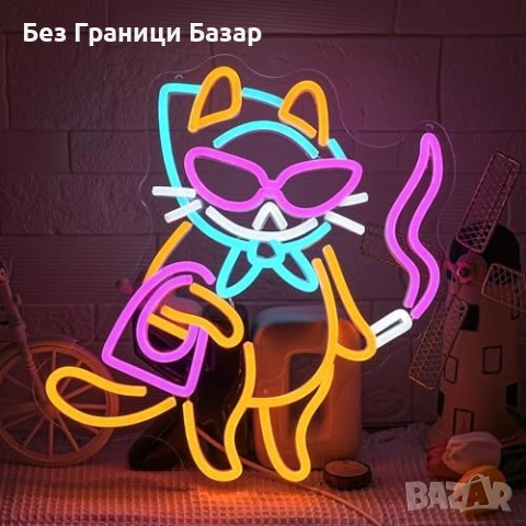 Нова Неонова табела котка LED USB светлина за декорация стена стая дом
