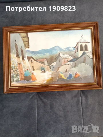 Голям стар акварел , снимка 3 - Картини - 51307913