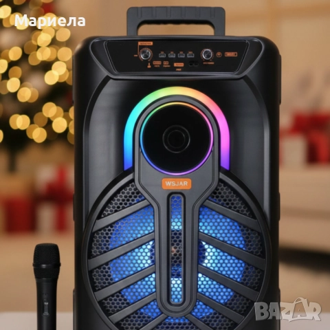 WSJAR E-8809 – Портативна караоке тонколона с микрофон и LED ефекти, снимка 2 - Тонколони - 52755919