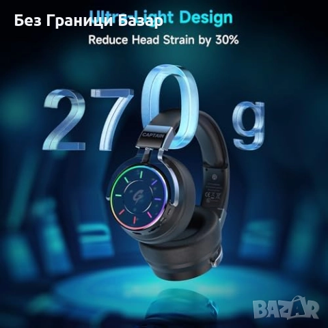 Нов Геймърски хедсет безжичен 60ч батерия, шумопотискане, RGB, PS5/PC, снимка 5 - Bluetooth слушалки - 52502828