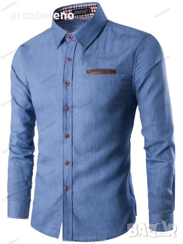 Ежедневна мъжка риза с дълъг ръкав, 2цвята, снимка 6 - Ризи - 42195608