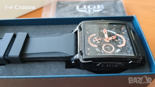Мъжки Chronograph LIGE Black Onix, снимка 13 - Мъжки - 51655447