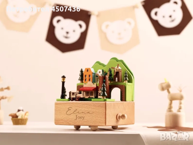 Ръчно изработена дървена музикална кутия с влакче, снимка 8 - Декорация за дома - 52746988