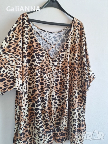 СТРАХОТНА ЛЕОПАРДОВА ТУНИКА 4XL-6XL, снимка 4 - Туники - 51637536