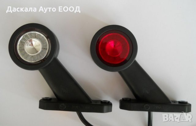 1 бр. ЛЕД LED рогчета косо червено-бяло , 12-24V , Полша 