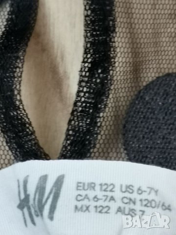 Детска рокля H&M, size 122см, 6/7г., черен тюл,бежова еластична подплата, много запазена, снимка 4 - Детски рокли и поли - 35084154