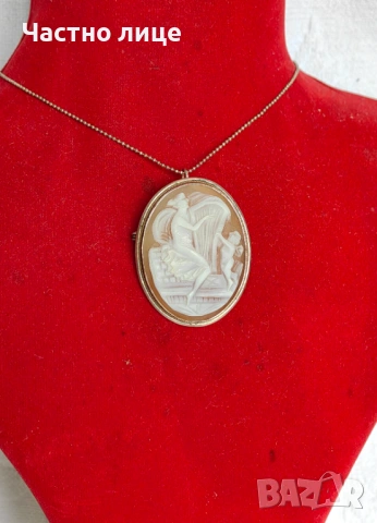 Прекрасна Старинна Френска Камея в Сребърен Обков 19 век