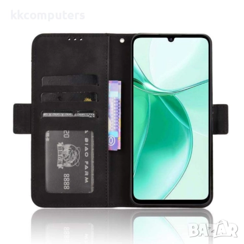 Кожен калъф Портфейл за ZTE Blade A35e- Магнитен клипс, Държач за карти и Стойка, вкл. Протектор, 5 , снимка 10 - Калъфи, кейсове - 52525267