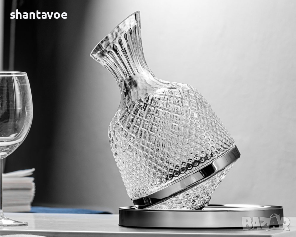 Кристален въртящ се декантер за вино със стойка , снимка 6 - Подаръци за мъже - 44602112