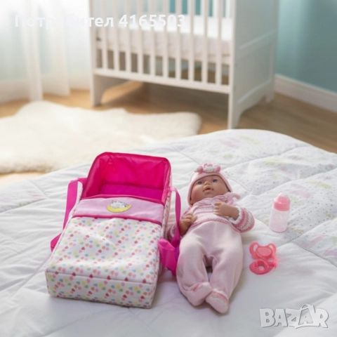 Кукла бебе с пълен комплект – Шише, пижама, легълце и аксесоари - 42 см - НА БЪЛГАРСКИ, снимка 3 - Кукли - 52673270