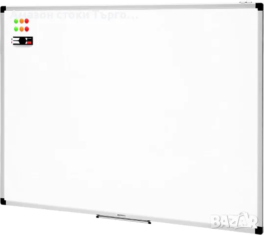 Магнитна бяла дъска Amazon Basics 120 x 90 см с алуминиева рамка
