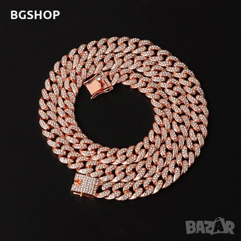 Хип-хоп ланец / Hip-Hop chain Bling Bling - Pink, снимка 3 - Колиета, медальони, синджири - 30410124