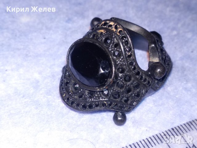 ШАРМАНТЕН ВИНТИДЖ МЕДЕН ЛАКИРАН РАЗДВИЖЕН ДВУКОМПОНЕНТЕН АРТ ПРЪСТЕН 37043, снимка 9 - Пръстени - 40415209