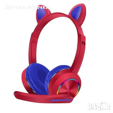 Слушалки котешки уши с микрофон, безжични, светещи K020, снимка 2 - Bluetooth слушалки - 49158760