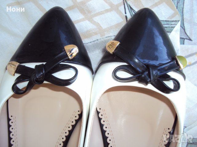 Дамски лачени обувки на МАТ-СТАР черно и бяло, снимка 4 - Дамски елегантни обувки - 42863759