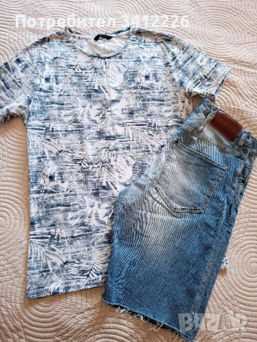 Тениска и къс панталон H&M 158/164 , S, снимка 3 - Детски къси панталони - 50650565