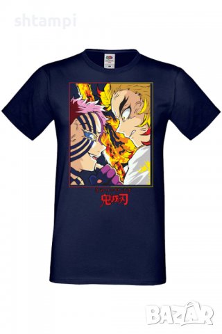 Мъжка тениска Demon Slayer Rengoku VS Akaza,Анимация,игра,Празник,Повод,, снимка 6 - Тениски - 38075749