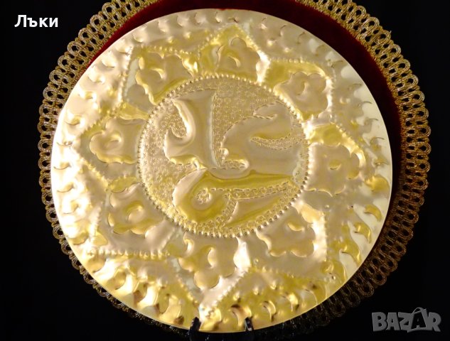 Месингова чиния за стена,пано,арабска калиграфия. , снимка 4 - Антикварни и старинни предмети - 42241092