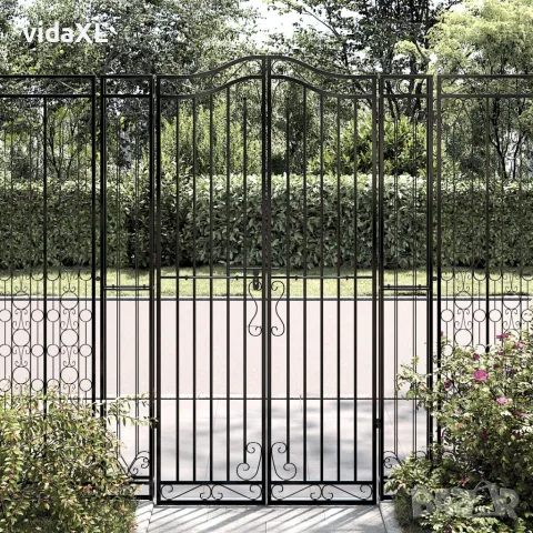 vidaXL Градинска порта черна 121x8x180 см ковано желязо, снимка 2 - Огради и мрежи - 56147379