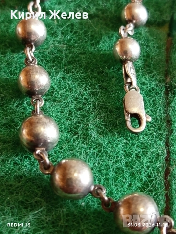 Винтидж сребърен ланец топчета подходящ аксесоар за ежедневието 52885, снимка 4 - Колиета, медальони, синджири - 54037120