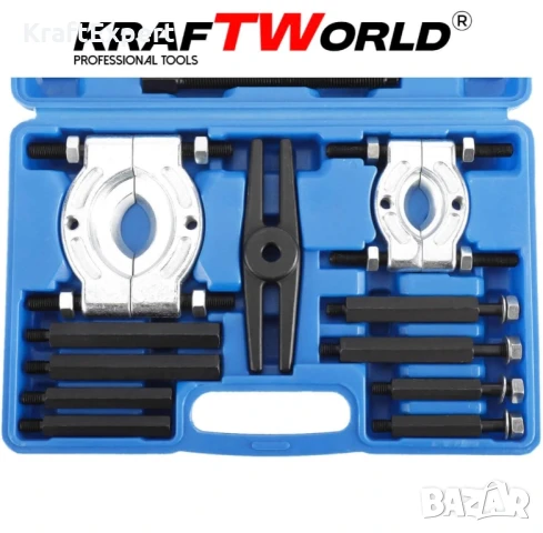 Комплект за демонтаж на лагери 30–70 мм KraftWorld Pro (14 части), снимка 4 - Куфари с инструменти - 50641576