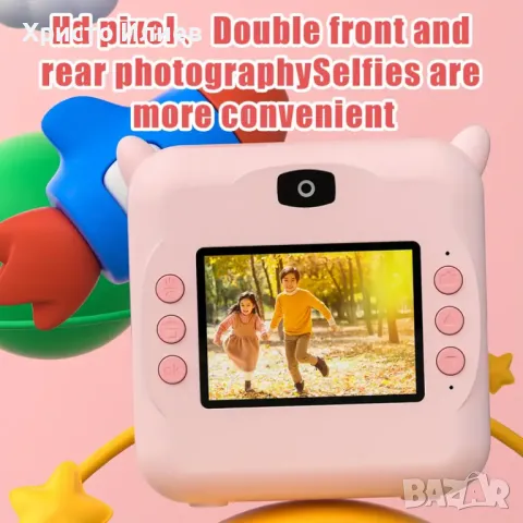 Детска камера с незабавен печат комплект с хартия Детски фотоапарат с моментален печат селфи камера , снимка 5 - Образователни игри - 49446088
